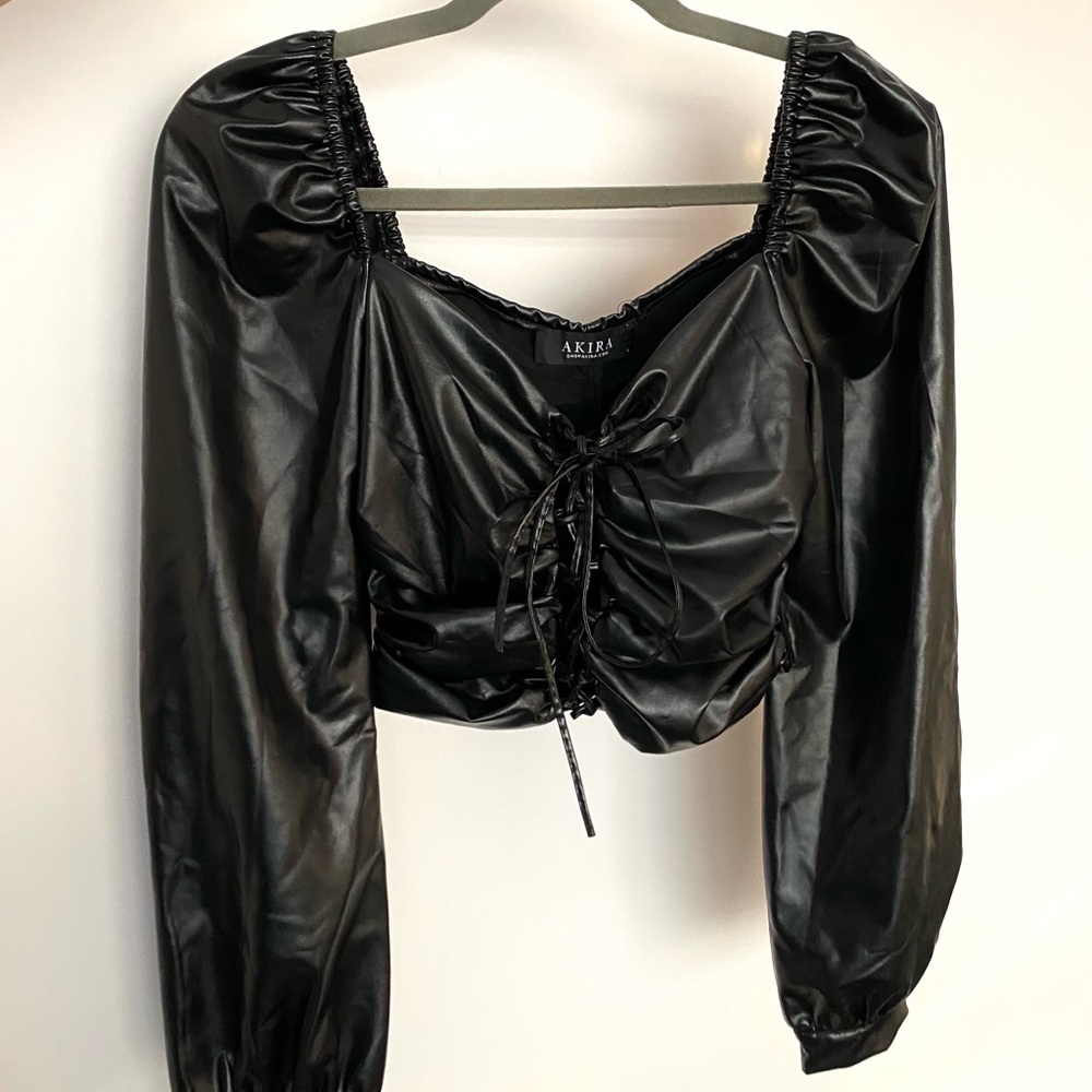 Cropped Faux Leather Top NEVER WORN